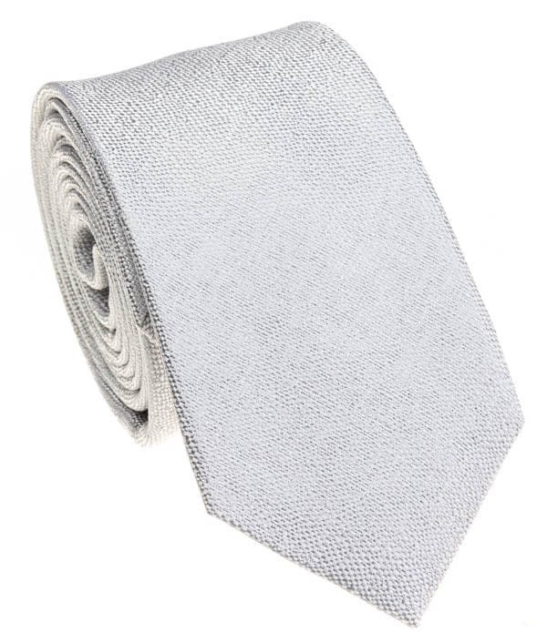BOCARA Neckties Narrow Silver Silk Necktie