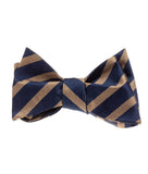 BOCARA Neckties Navy and Copper Wide Stripe Silk Bow Tie