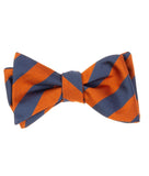 BOCARA Neckties Navy & Orange Wide Stripe Silk Bow Tie