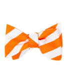 BOCARA Neckties Orange & White Wide Stripe Silk Bow Tie