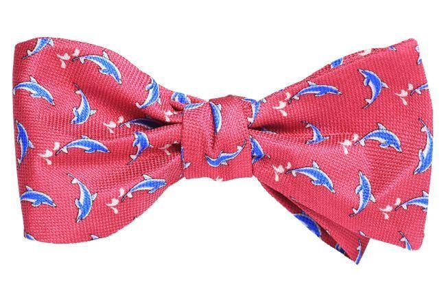 Ella Bing Bow Ties Silk Bow Tie Pink Silk Dolphin Bow Tie