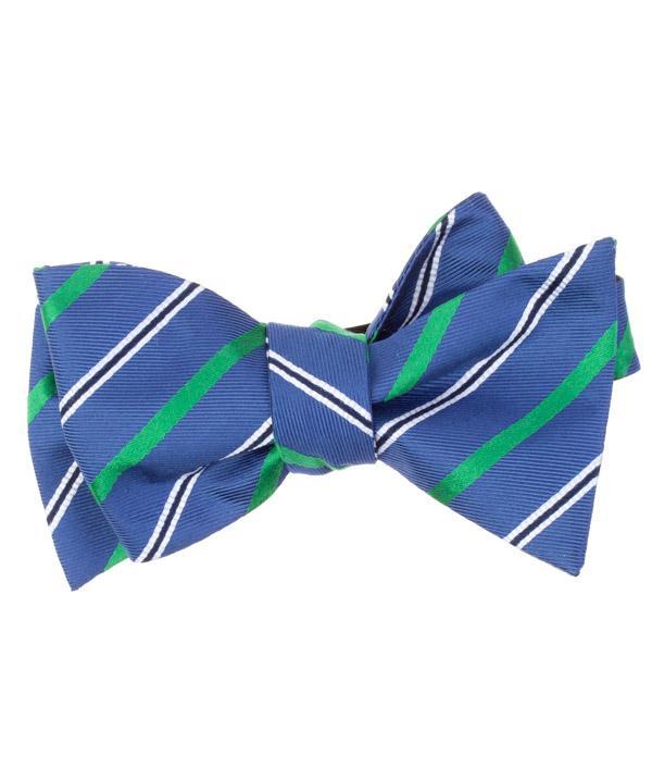 Ella Bing Bow Ties Silk Bow Tie Silk Blue and Green Stripe Bow Tie