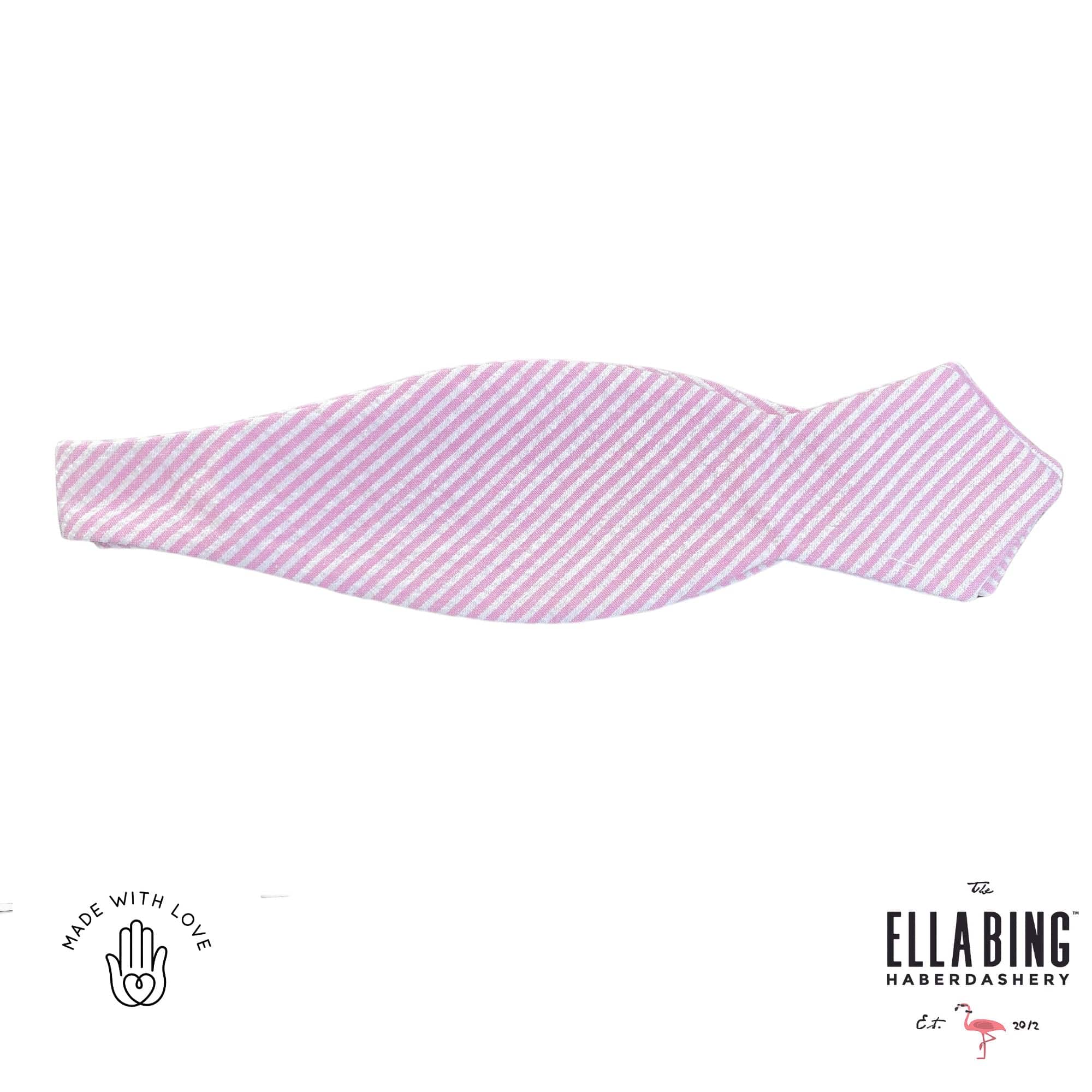 Ella Bing Signature Cloth Bow Ties Pink Seersucker Bow Tie No. 714