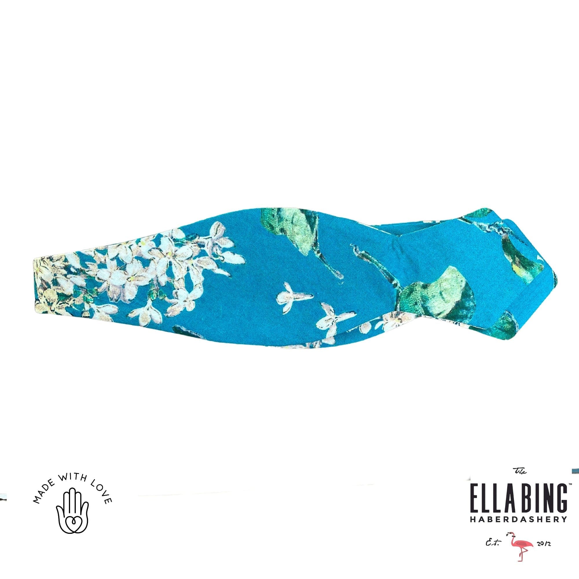 Ella Bing Signature Cloth Bow Ties Teal Floral Bow Tie No. 708