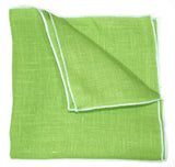 Ella Bing Spring 14 Pocket Squares The Issac Jean Linen Pocket Square - Lime Green/White