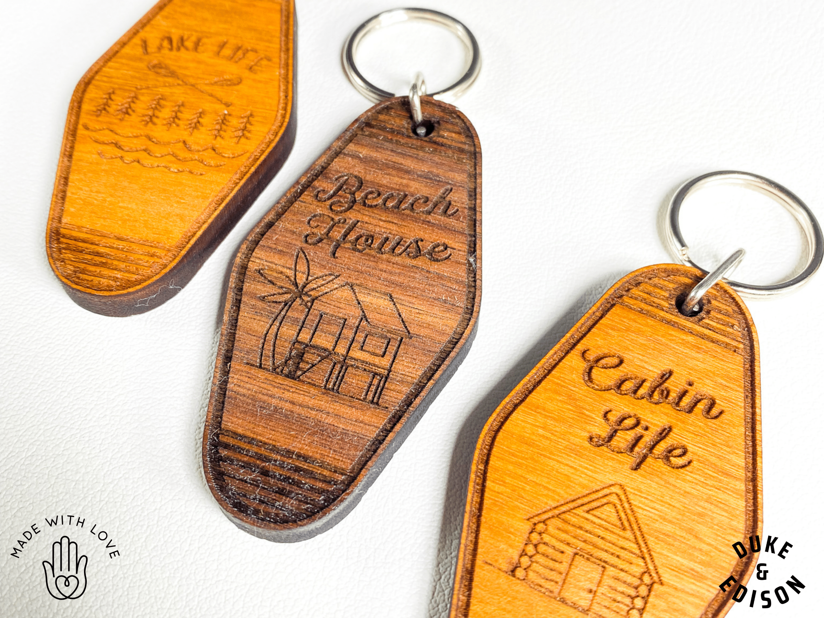 ELLA BING Wood Engraved Hotel Keychain