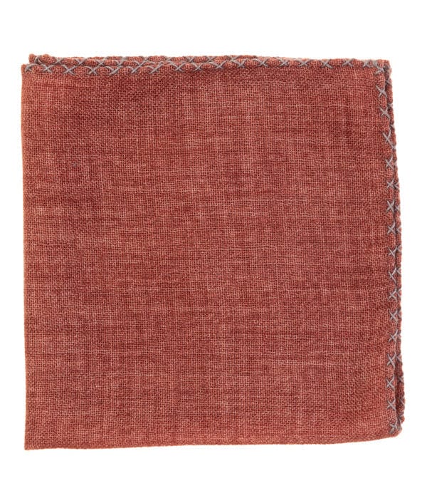 GEOFF NICHOLSON Clothing Reversible Red/Grey Wool Garza Pocket Square