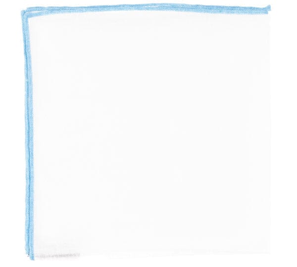GEOFF NICHOLSON Clothing White/Blue Linen Pocket Square