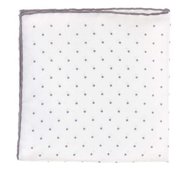 GEOFF NICHOLSON Clothing White/Grey Polka Dot Silk Twill Pocket Square