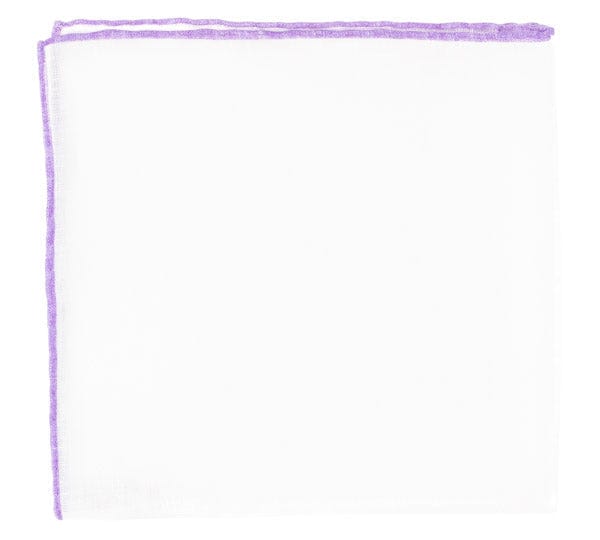 GEOFF NICHOLSON Clothing White/Lavender Linen Pocket Square
