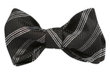 Formal Black Stripe Silk Bow Tie