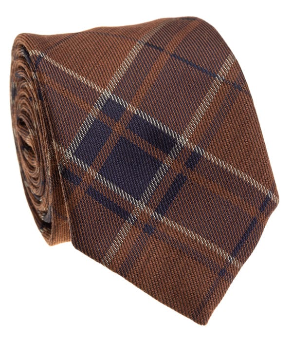 GEOFF NICHOLSON Neckties Brown Navy Silk Wool Necktie