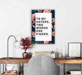 PMF Wall decor Two Words One Finger Motivational Wall Decor